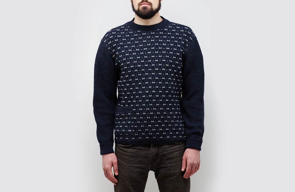 Mens Wool Sweater-Dotted Diamond Crewneck
