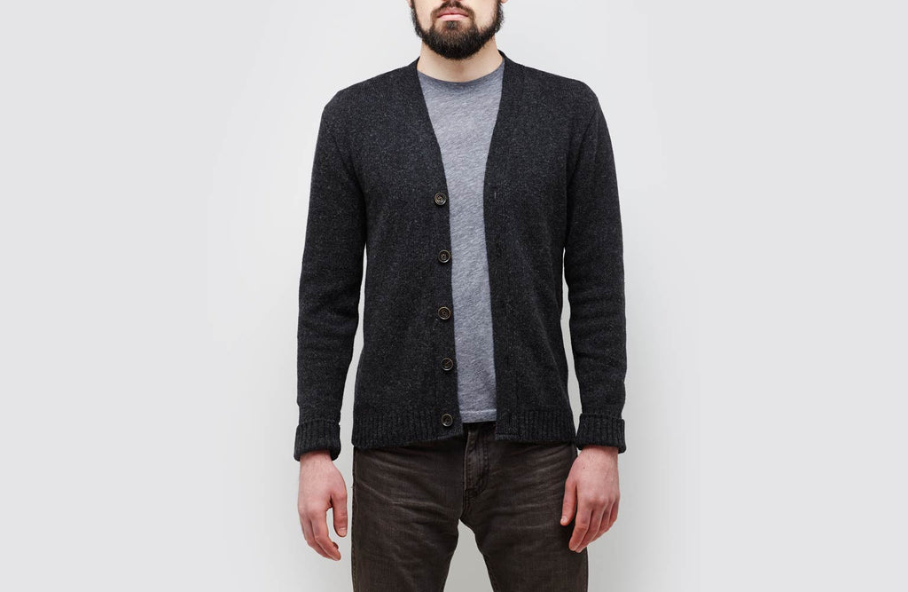 Mens Cardigan Sweater-Mr. Rogers-Charcoal-Grey
